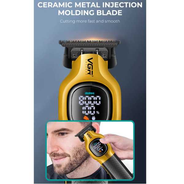 Триммер  VGR V-886T GOLD, 4 насадки, LED display, 8000RPM