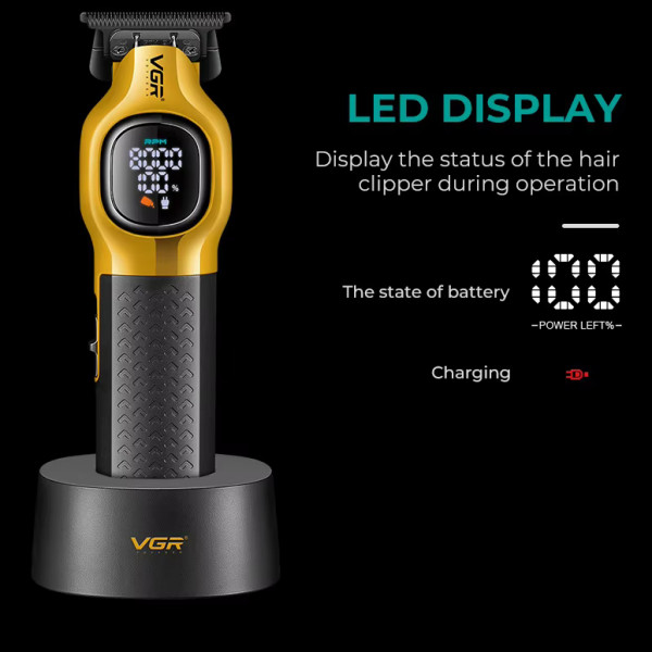 Триммер  VGR V-886T GOLD, 4 насадки, LED display, 8000RPM