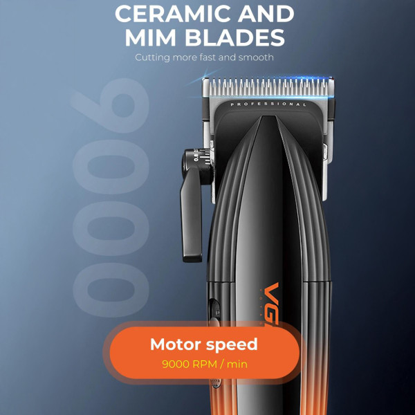Акумуляторна машинка для стрижки (clipper) VGR V-889C, 6 насадок, LED display, 9000RPM