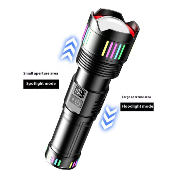 Ліхтар NIGHT VISION FLUORESCENCE C203-1 WHITE LASER LED GT-50W, 4x18650, power bank, ЗУ Type-C, zoom