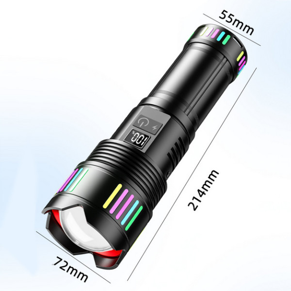 Ліхтар NIGHT VISION FLUORESCENCE C203-1 WHITE LASER LED GT-50W, 4x18650, power bank, ЗУ Type-C, zoom