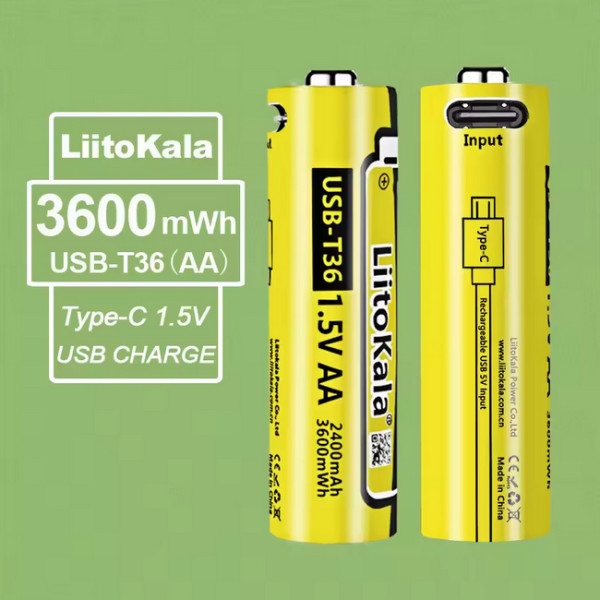 Акумулятор AA, LiitoKala USB-T36 1.5V, 3600mAh, ОРИГІНАЛ