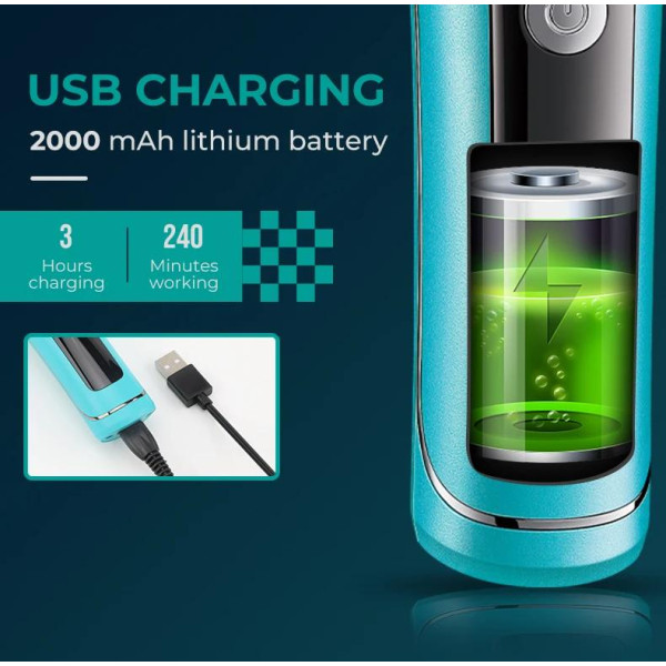 Тример VGR V-299 BLUE 4 Насадки 9000RPM 2000 mAh 5 Рівнів Швидкості LED Display