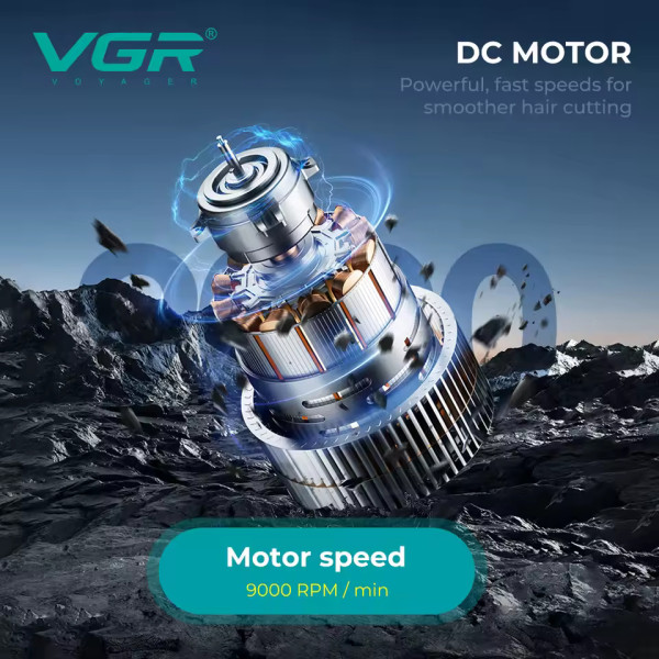 Тример VGR V-299 BLUE 4 Насадки 9000RPM 2000 mAh 5 Рівнів Швидкості LED Display