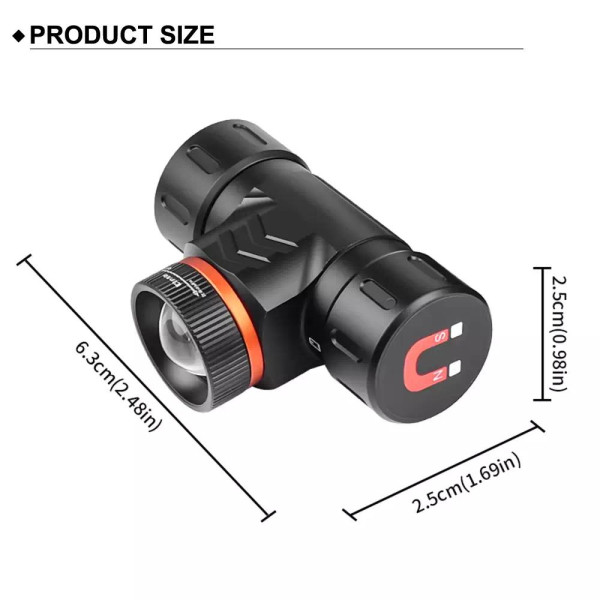 Ліхтар налобний 5846-XPG, 1x16340, ЗУ Type-C, магнит, Box