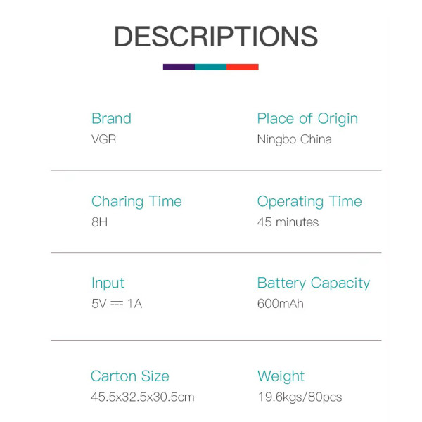 Електробритва VGR V-390 шейвер BLACK, висувний тример