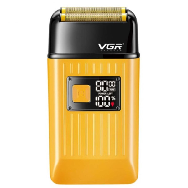 Електробритва VGR V-357 Шейвер GOLD Подвійне Лезо 2 Насадки Висувний Тример IPX6 LED Display