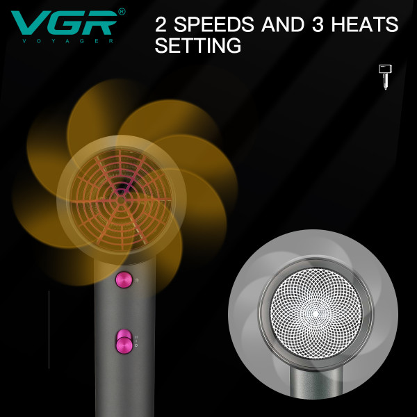 Фен Професійний VGR V-400 3 Рівні Обдуву 3 Рівні Температури Насадка-Концентратор