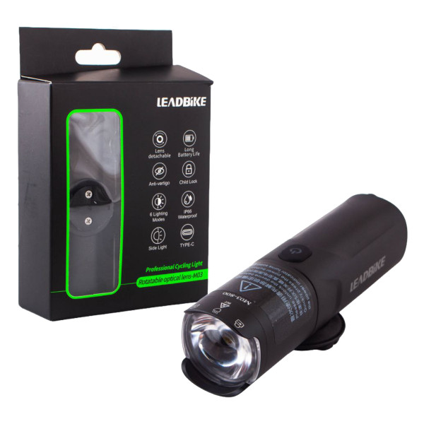 Велофара потужна LEADBIKE M03-OSRAM 800LM, 2500mAh, waterproof, children lock, Li-Ion акумулятор, ЗУ Type-C