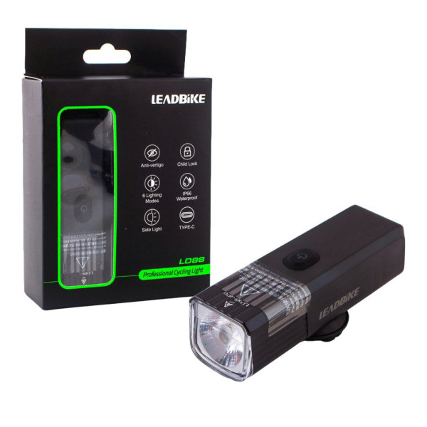 Велофара потужна LEADBIKE LD88-OSRAM 400LM, 2000mAh, waterproof, children lock, Li-Ion акумулятор, ЗУ Type-C