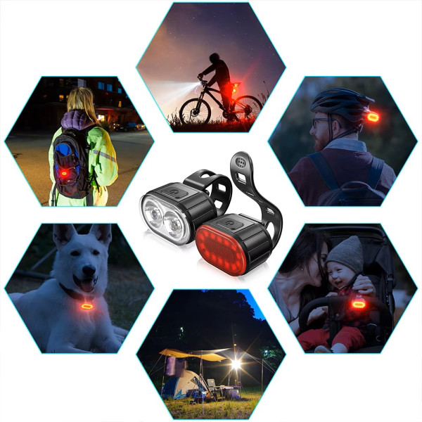 Велокомплект ZH-078-2LED ліхтар + STOP-14SMD, waterproof, Li-Ion акумулятор, ЗУ Type-C