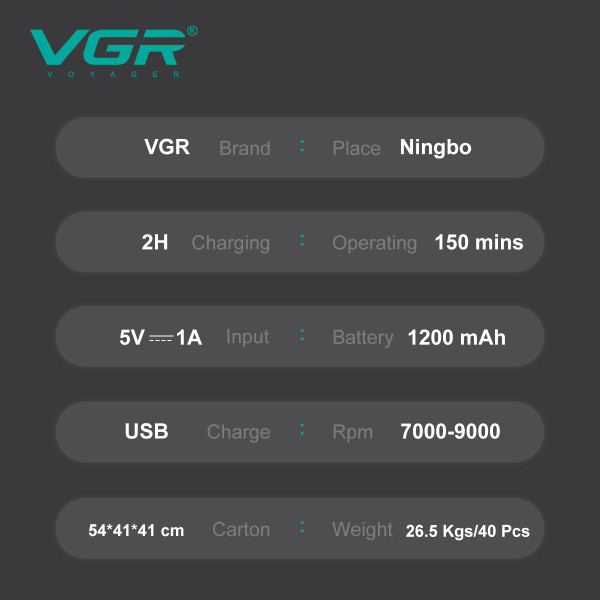 Электробритва VGR V-308 GOLD шейвер, двойное лезвие, 9000 RPM, LED Display