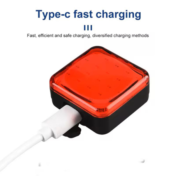 Велосипедна Стоп Мигалка Задня Baisk LED-USB C-Type MY-2107 Квадратна Червоне Світло