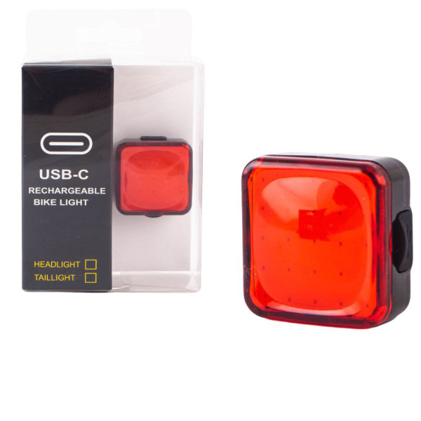 Велосипедна Стоп Мигалка Задня Baisk LED-USB C-Type MY-2107 Квадратна Червоне Світло