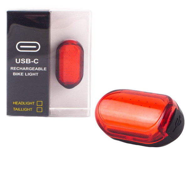 Велосипедна Стоп Мигалка Задня Baisk LED-USB C-Type MY-2106 Овальна Червоне Світло