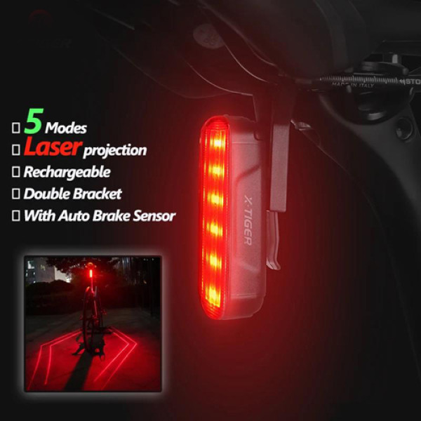 Стоп LEADBIKE LD80-6LED з лазерною розміткою, waterproof, Li-Ion акумулятор, ЗУ Type-C