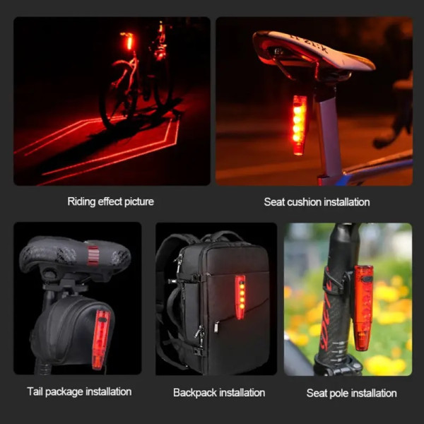 Велосипедна Стоп Мигалка Задня LD77-LS-4LED з лазерною розміткою