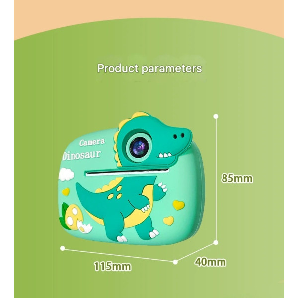 Фотоапарат дитячий миттєвого друку D1-A, GREEN DINOSAUR