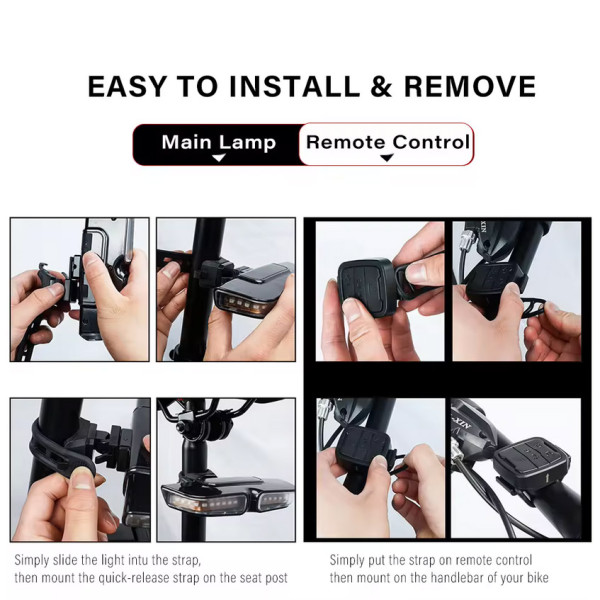 Велосипедний Стоп Поворот XA-817 З Дистанційним Пультом Та Датчиком Нахилу