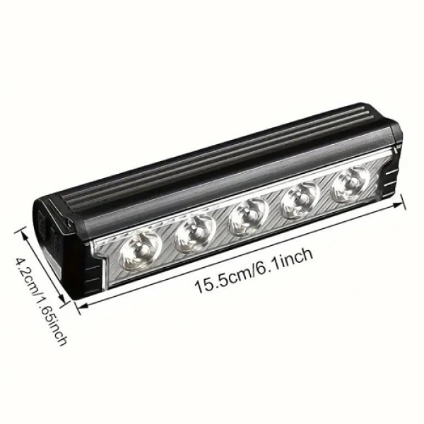 Велофара потужна FY-339B-5LED(white+yellow), Waterproof, Li-Ion акум., ЗУType-C