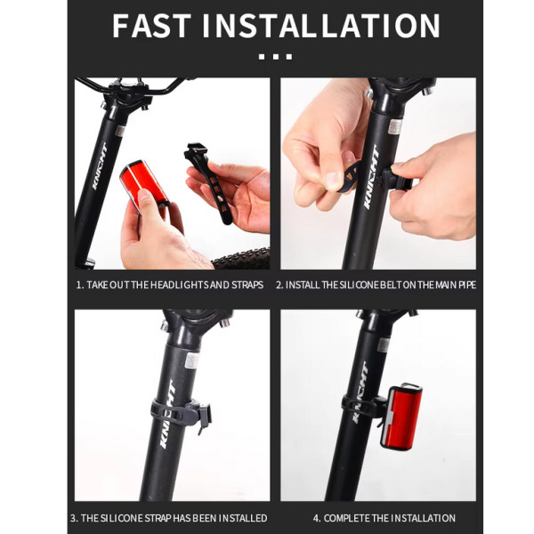 Велосипедна Стоп Мигалка Задня Baisk LED-USB C-Type WQB-514 Велика Червоне Світло