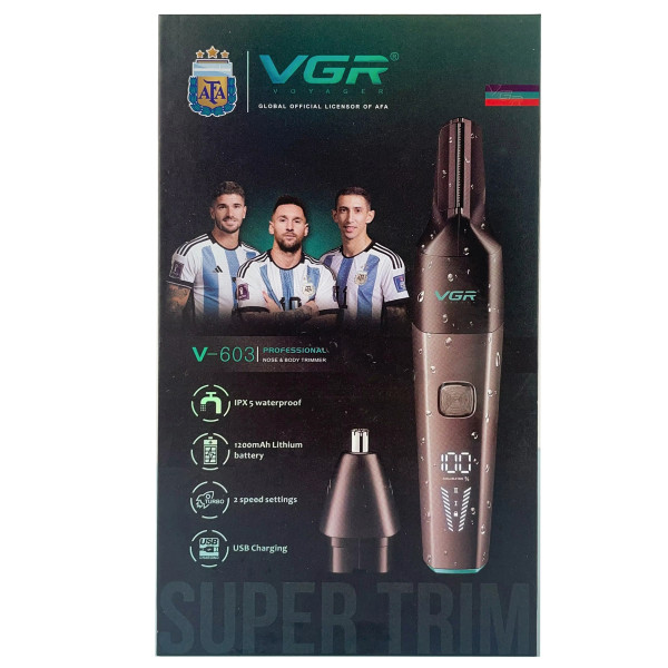 Тример VGR 2 в 1 V-603 2 Насадки Для Носа та Волосся IPX5