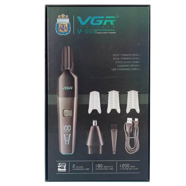 Тример VGR 2 в 1 V-603 2 Насадки Для Носа та Волосся IPX5