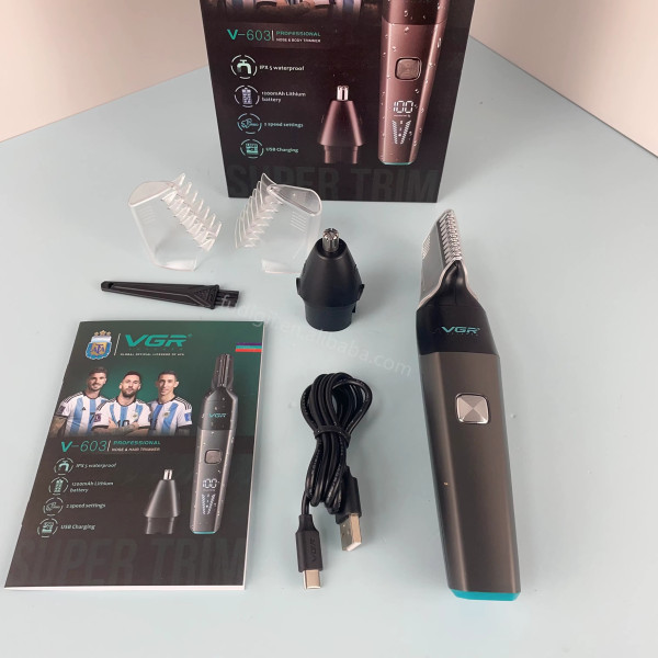 Тример VGR 2 в 1 V-603 2 Насадки Для Носа та Волосся IPX5
