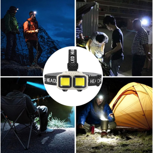 Ліхтар Налобний HX-816-2COB White+Red Waterproof 1x18650 ЗП Type-C Box Ліхтар Налобний HX-816-2COB White+Red Waterproof 1x18650 ЗП Type-C Box