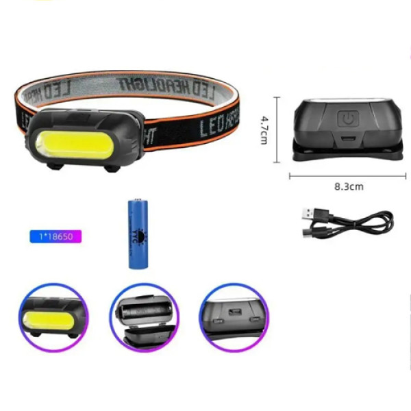 Ліхтар Налобний KX-213-COB 1x18650 ЗП Type-C Box Ліхтар Налобний KX-213-COB 1x18650 ЗП Type-C Box