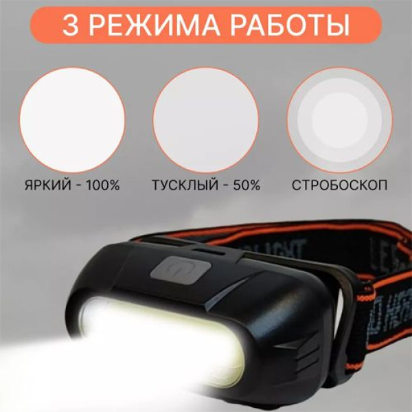 Ліхтар Налобний KX-213-COB 1x18650 ЗП Type-C Box Ліхтар Налобний KX-213-COB 1x18650 ЗП Type-C Box