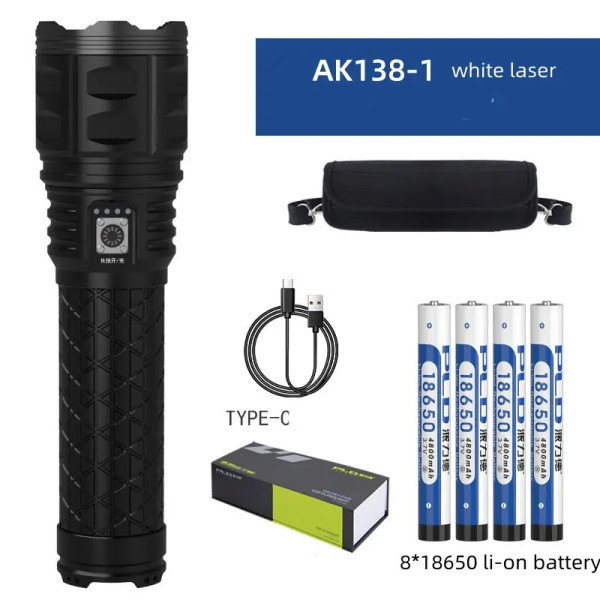 Ліхтар AK138-1 WHITE LASER LED PM60-TG з Сумкою 8x18650 3.7V Power Bank Індикація Заряду ЗУ Type-C Zoom Box Ліхтар AK138-1 WHITE LASER LED PM60-TG з Сумкою 8x18650 3.7V Power Bank Індикація Заряду ЗУ Type-C Zoom Box