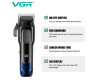 Аккумуляторная машинка для стрижки (clipper) VGR V-013 BLUE, 8 насадок, 6500 RPM, 2000 mAh, LED display