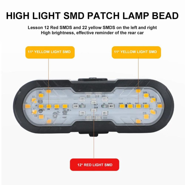 стоп CYGM-2229 STOP (red+yellow) з сигналом, Li-Ion акумулятор, повороти, ЗУ Type-C