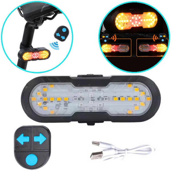 стоп CYGM-2229 STOP (red+yellow) з сигналом, Li-Ion акумулятор, повороти, ЗУ Type-C