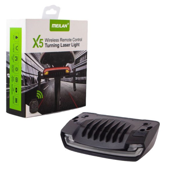 Велосипедний Стоп Поворот Meilan X5 З Дистанційним Пультом LED-USB Лазерні Смуги Датчик Світла Та Гальма