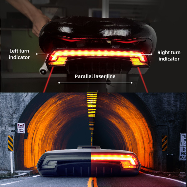 Велосипедний Стоп Поворот Meilan X5 З Дистанційним Пультом LED-USB Лазерні Смуги Датчик Світла Та Гальма