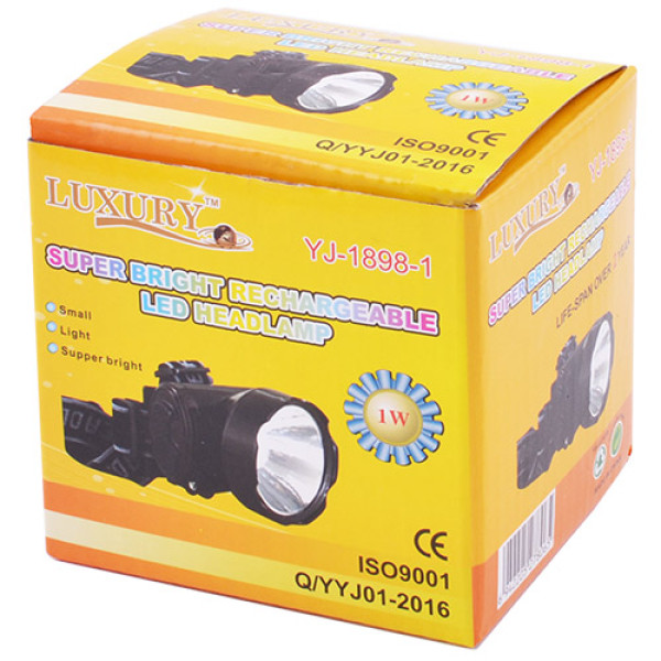 Ліхтар Налобний Luxury 1898 1W Вбудований Акумулятор ЗУ 220V Ліхтар Налобний Luxury 1898 1W Вбудований Акумулятор ЗУ 220V