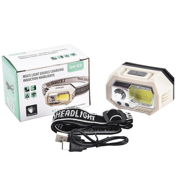 Ліхтар Налобний SH-S9-XPE+COB+3SMD Red Motion Sensor Вбудований Акумулятор ЗП Type-C Box