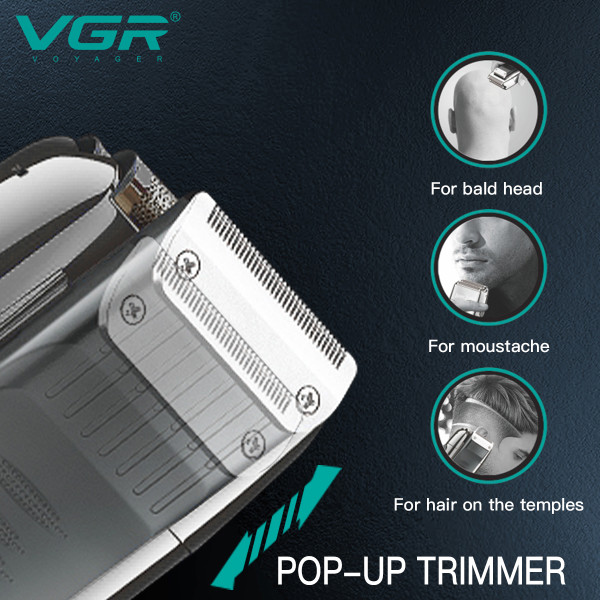 Электробритва VGR V-332 SILVER шейвер, двойное лезвие, триммер, LED Display