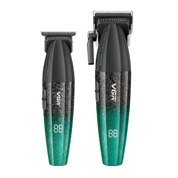 Комплект VGR 2 в 1 V-640 GREEN акумуляторная машинка для стрижки (clipper) та триммер