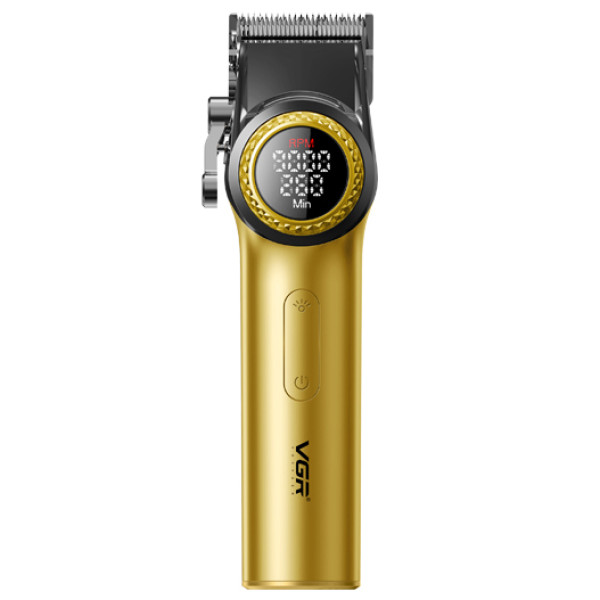 Акумуляторна Машинка Для Стрижки Clipper VGR V-001 GOLD 10 Насадок 9000 RPM 4600 mAh LED Light LED Display