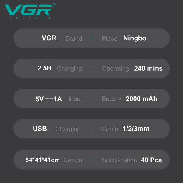 Тример VGR V-906 GOLD 3 Насадки Керамічне Лезо TURBO Режим 9000 RPM LED Display Тример VGR V-906 GOLD 3 Насадки Керамічне Лезо TURBO Режим 9000 RPM LED Display