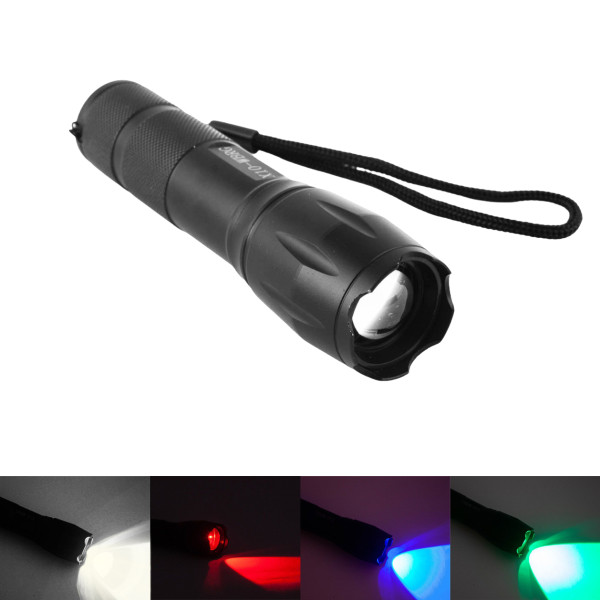 Ліхтар X10-4XPE LED WHITE+RED+BLUE+GREEN Li-Ion Акумулятор ЗП microUSB Zoom Ліхтар X10-4XPE LED WHITE+RED+BLUE+GREEN Li-Ion Акумулятор ЗП microUSB Zoom