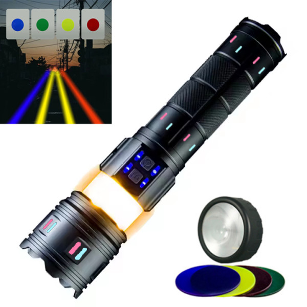 Ліхтар NIGHT VISION FLUORESCENCE AK178-WHITE LASER LED PM60-TG+COB 8x18650 3.7V Power Bank ЗУ Type-C Zoom 5 Фільтрів