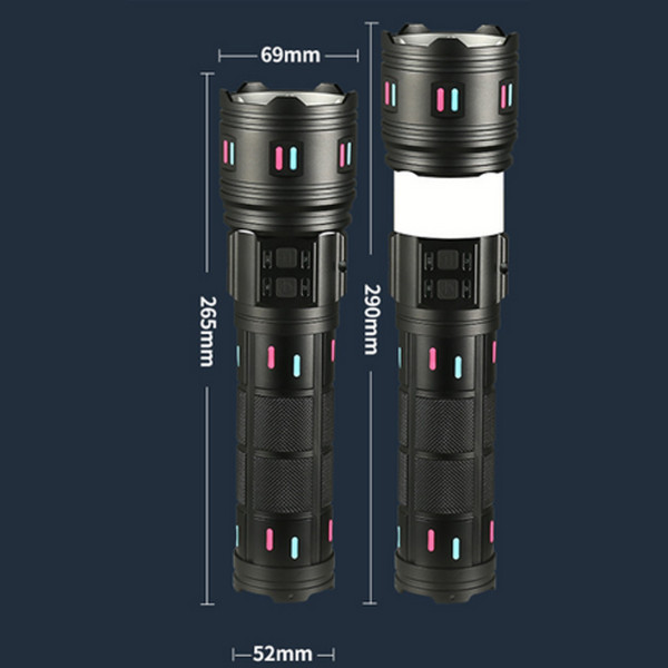 Ліхтар NIGHT VISION FLUORESCENCE AK178-WHITE LASER LED PM60-TG+COB 8x18650 3.7V Power Bank ЗУ Type-C Zoom 5 Фільтрів