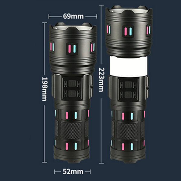 Ліхтар NIGHT VISION FLUORESCENCE AK178-1-WHITE LASER LED PM60-TG+COB 4x18650 Power Bank ЗУ Type-C Zoom 5 Фільтрів Ліхтар NIGHT VISION FLUORESCENCE AK178-1-WHITE LASER LED PM60-TG+COB 4x18650 Power Bank ЗУ Type-C Zoom 5 Фільтрів