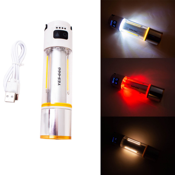 Ліхтар MULTIFUNCTION КЕМПІНГ YES-666-LED White+Yellow+Red 1000LUM Li-Ion Акумулятор Магніт Гачок ЗП Type-C Ліхтар MULTIFUNCTION КЕМПІНГ YES-666-LED White+Yellow+Red 1000LUM Li-Ion Акумулятор Магніт Гачок ЗП Type-C
