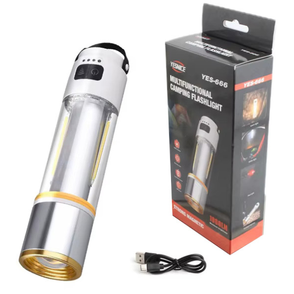 Ліхтар MULTIFUNCTION КЕМПІНГ YES-666-LED White+Yellow+Red 1000LUM Li-Ion Акумулятор Магніт Гачок ЗП Type-C Ліхтар MULTIFUNCTION КЕМПІНГ YES-666-LED White+Yellow+Red 1000LUM Li-Ion Акумулятор Магніт Гачок ЗП Type-C