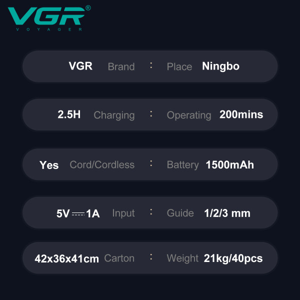 Тример VGR V-983 3 Насадки LED Display Тример VGR V-983 3 Насадки LED Display